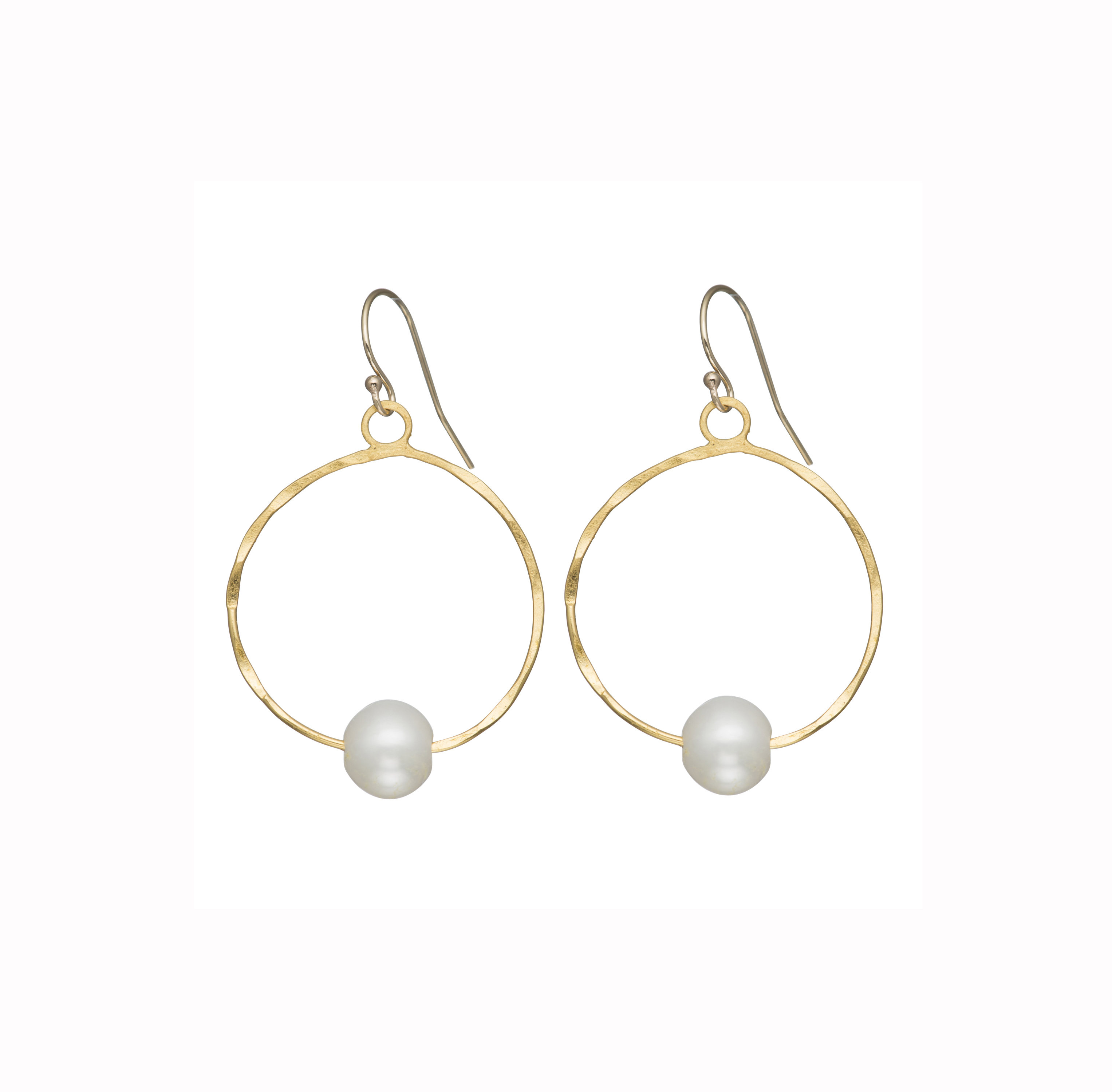 Gold Hoops with Baroque Pearls - Morra Designs