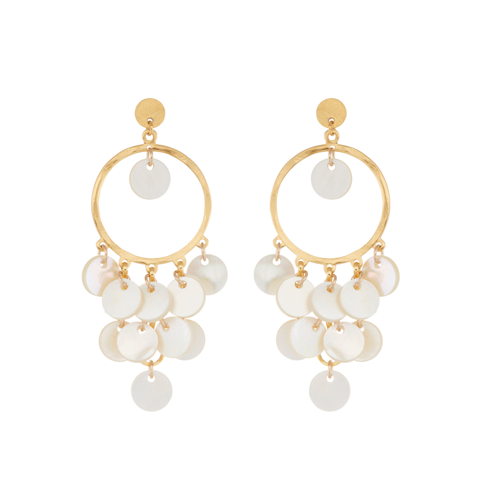 mother of pearl gypsy cluster earrings