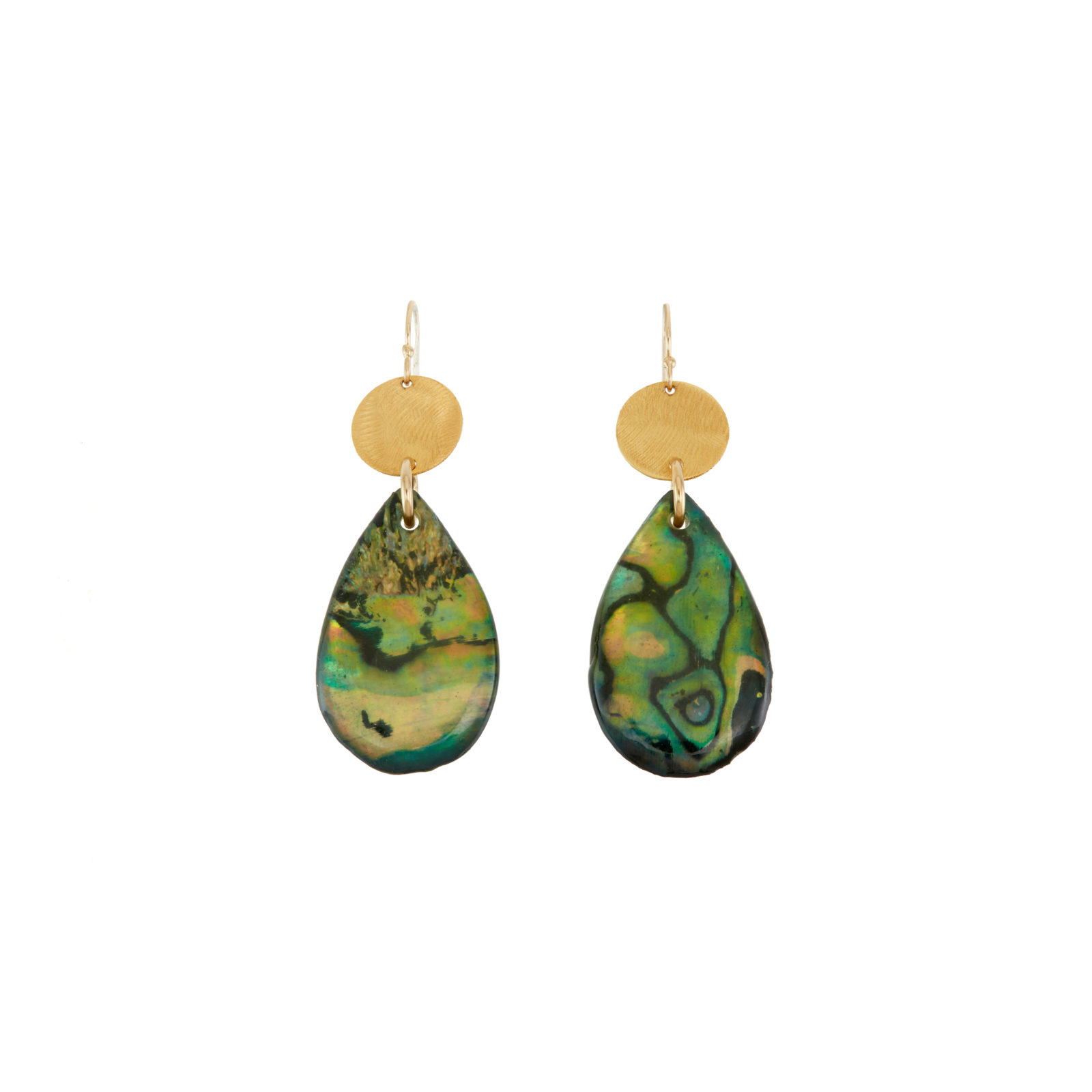 discs, shells, abalone, teardrop, earrings