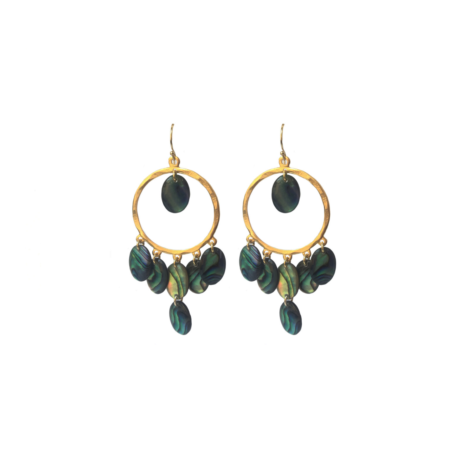 earrings, discs, abalone, gold, gypsy